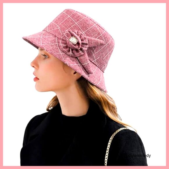 Foldable Cotton Linen Cloche Bowler Bucket Hat for Women main image 5